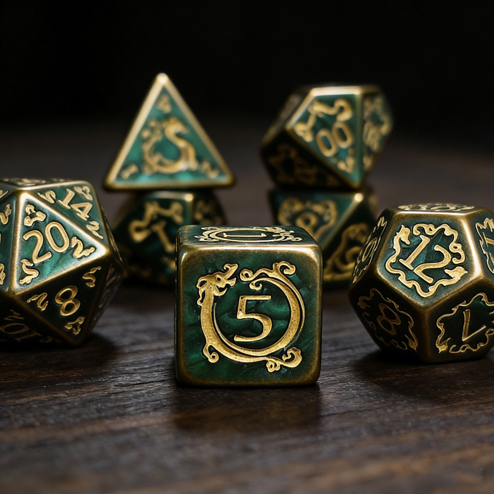 Dice Set Polyhedral - DND dés 7 pièces/ensemble Dragon motif