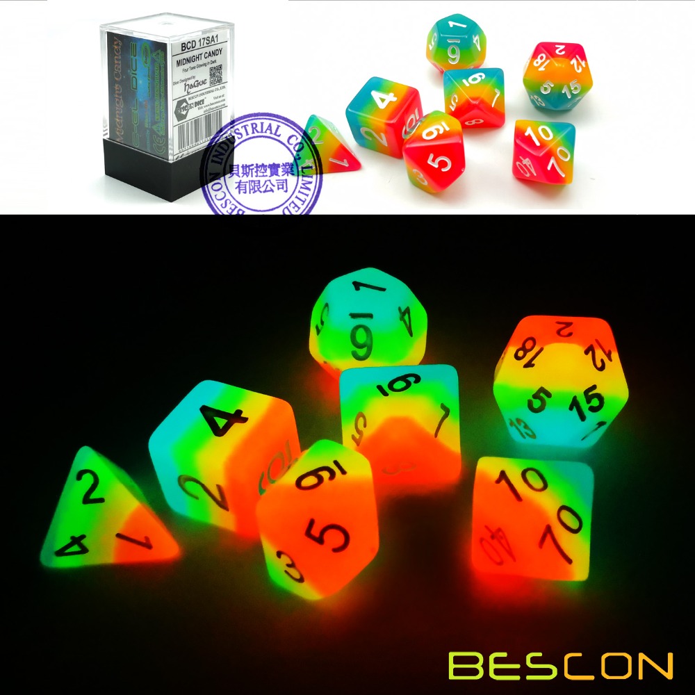 Dice Set Polyhedral - BESCON-Ensemble de 7 dés polyédriques brillants
